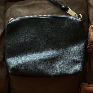 Steve Madden Black Leather Wristlet with Gold Hardware